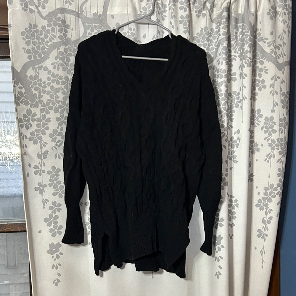 Black Cable Knit Women's Sweater